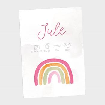 Geburtsposter "Regenbogen Pink" | Geburtstafel | Geburtsdaten | Geburtsbild | Geburt Geschenk
